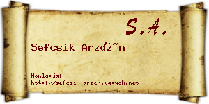 Sefcsik Arzén névjegykártya
